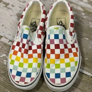 Vans Shoes Slip On Checkerboard Rainbow Youth Size 4